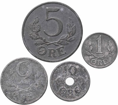 купить Дания набор от 1 до 10 эре 1941-1943 (4 шт)
