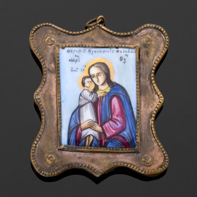 купить Икона (образок) "Божья Матерь Взыскание погибших", латунь, финифть, Российская империя, 1850-1900 гг.