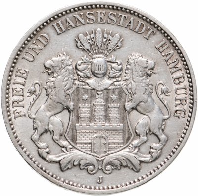 купить Германская Империя, Гамбург 3 марки 1909 J