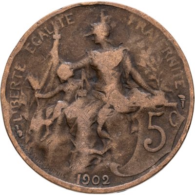 купить Франция 5 сантимов (centimes) 1902