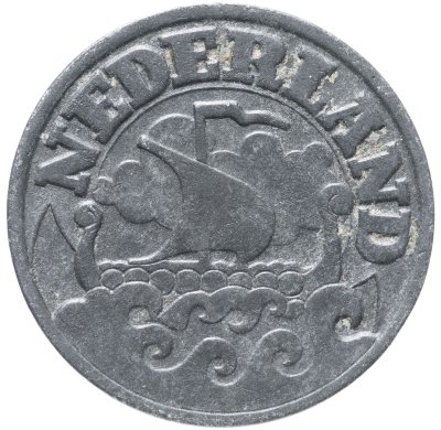 купить Нидерланды 25 центов (cents) 1942 Лодка на аверсе /Цинк/