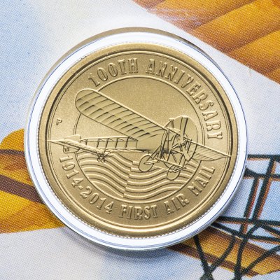 купить Тувалу 1 доллар 2014 "100 Первой воздушной почте" (в конверте с маркой)