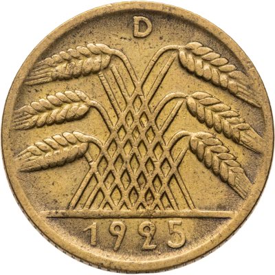 купить Германия 10 рейхспфеннигов (reichspfennig) 1925 D знак монетного двора "D" — Мюнхен