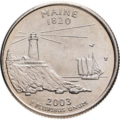купить США 25 центов (квотер, 1/4 доллара, quarter dollar) 2003 "Штат Мэн" Знак монетного двора: "P" - Филадельфия