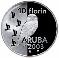 Купить Аруба 10 флоринов 2003 "Сова"