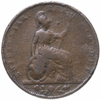 купить Великобритания 1 фартинг (farthing) 1826, дата на аверсе под головой, Георг IV