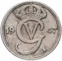 Купить Швеция 10 эре (ore) 1947 "GV" на аверсе