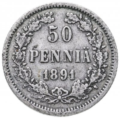 купить 50 пенни 1891 L, монета для Финляндии