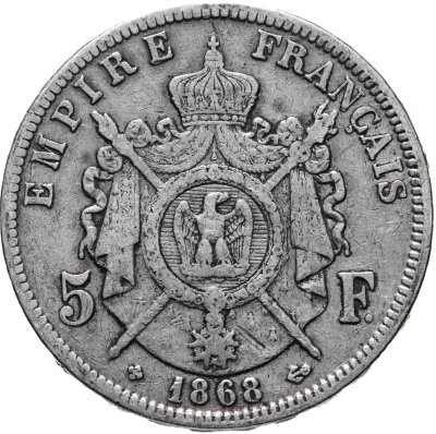 купить Франция 5 франков (francs) "BB" 1868