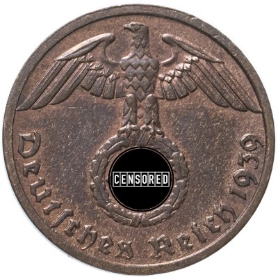 купить Германия, Третий рейх 1 рейхспфенниг (reichspfennig) 1939, знак монетного двора "A" - Берлин