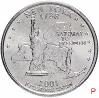 Купить США 1/4 доллара (квотер, 25 центов) 2001 P "Штат Нью Йорк"