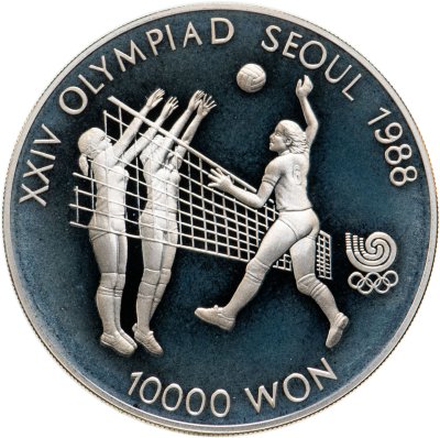 купить Южная Корея 10000 вон (won) 1987 "XXIV летние Олимпийские Игры, Сеул 1988 - Воллейбол"