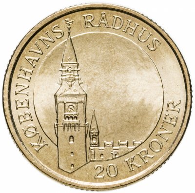 купить Дания 20 крон (kroner) 2007 Башня Ратуши, Копенгаген