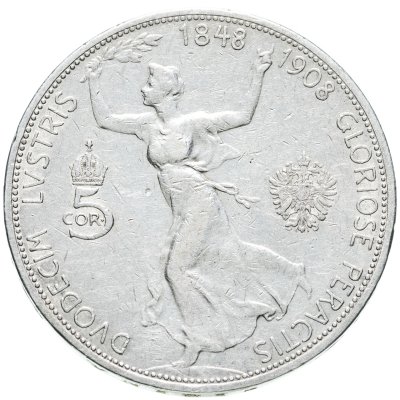 купить Австрия 5 крон 1908 "60 лет правлению"