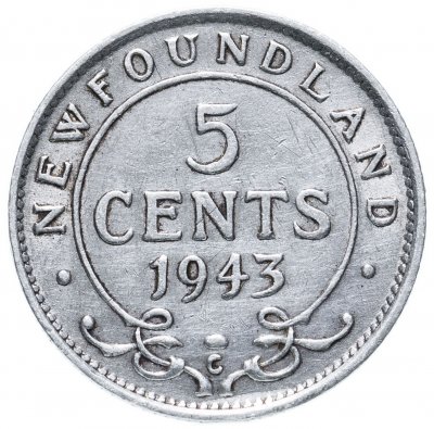 купить Ньюфаундленд 5 центов (cents) 1943
