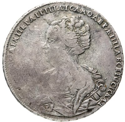 купить 1 рубль 1725 СПБ Екатерина, петербургский тип, портрет влево, СПБ в начале круговой надписи аверса, "САМОДЕРЖИЦА"