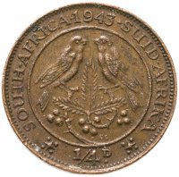 купить Южная Африка (ЮАР) 1/4 пенни (penny) 1943