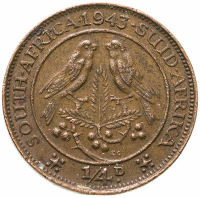 купить Южная Африка (ЮАР) 1/4 пенни (penny) 1943