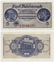 купить Германия 5 марок 1939-1945 (Pick R138a) Для оккупированных территорий