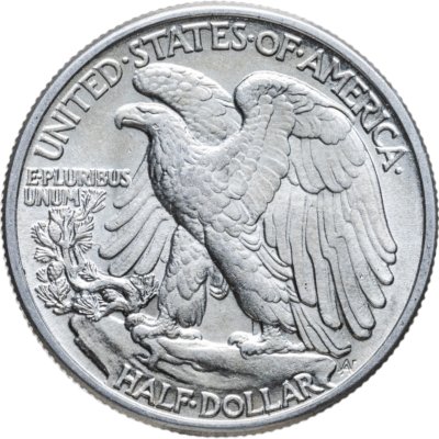 купить США 50 центов (1/2 доллара, half dollar) 1942 Walking Liberty Half Dollar, без отметки монетного двора