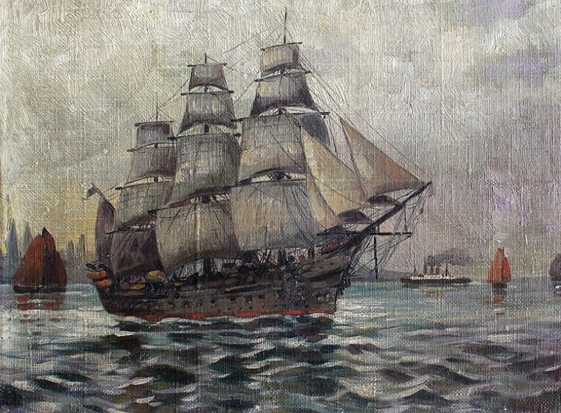 Трехмачтовая каравелла на картине 1915 г.