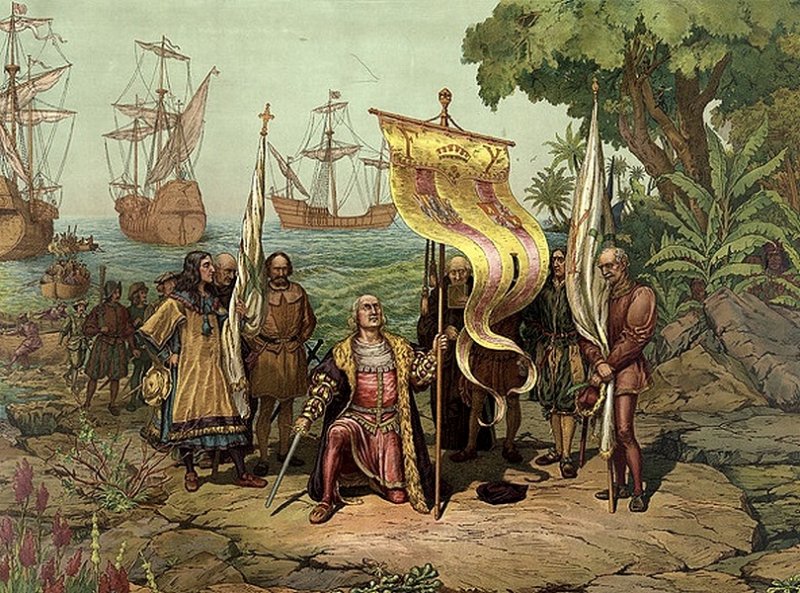 Каравеллы Колумба у побережья Нового Света