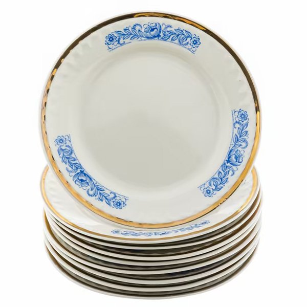 Набор закусочных тарелок с цветочным декором на 9 персон