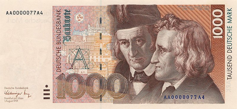 Лицевая сторона банкноты четвёртой серии ФРГ