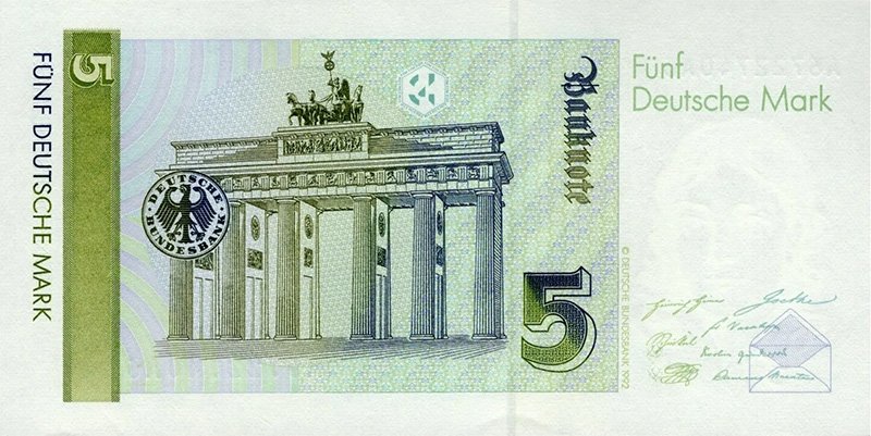 Оборот банкноты четвёртой серии ФРГ