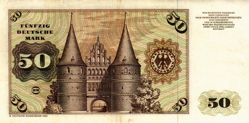 Оборот банкноты третьей серии ФРГ