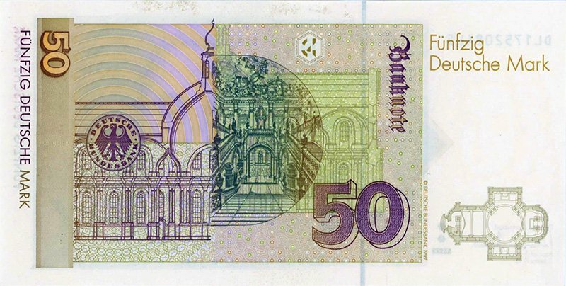 Оборот банкноты четвёртой серии ФРГ