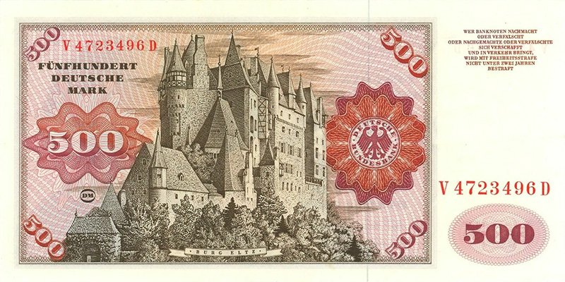 Оборот банкноты третьей серии ФРГ