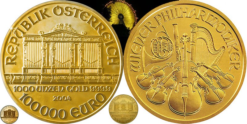 100 000 евро Австрии 2004 года «Венская филармония» (Big Phil) в сравнении с другими «Филармоникерами»
