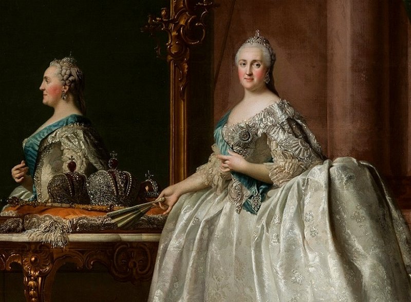 Екатерина II перед зеркалом. Портрет 1763 г.