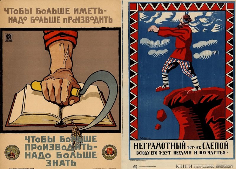 Плакаты на тему ликбеза 1920 г.