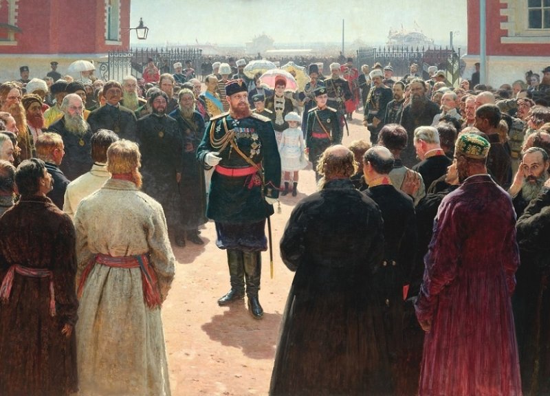 Александр III принимает волостных старшин.  Картина 1885 г.