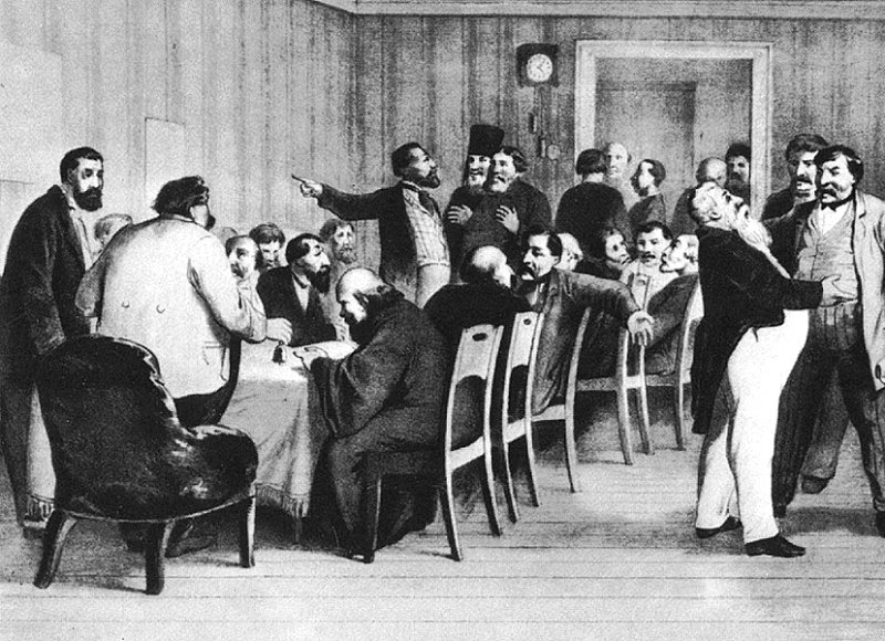 Земское собрание. Гравюра 1865 г.