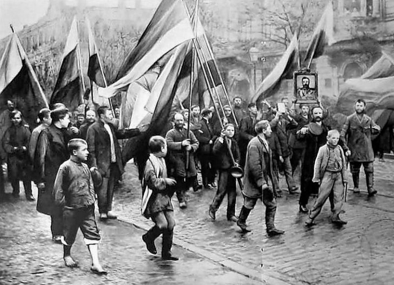Марш националистов «Черной сотни» в Одессе в 1905 г.