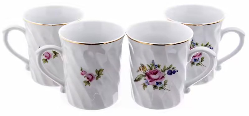 Набор из 4 чайных чашек с цветочным декором (1993-2015 гг.)