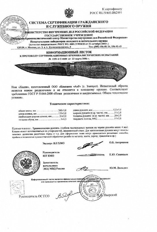 Нож нескладной АиР «Хаски»