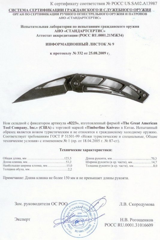 Нож складной с фиксатором The Great American Tool Company (GATC) «8223» торговой марки «Timberline»