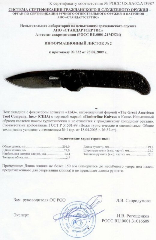 Нож складной с фиксатором The Great American Tool Company (GATC) «1143» торговой марки «Timberline»