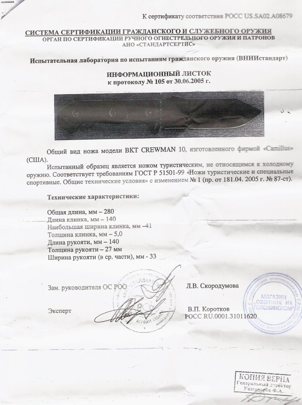 Нож нескладной Camillus BKT CREWMAN 10