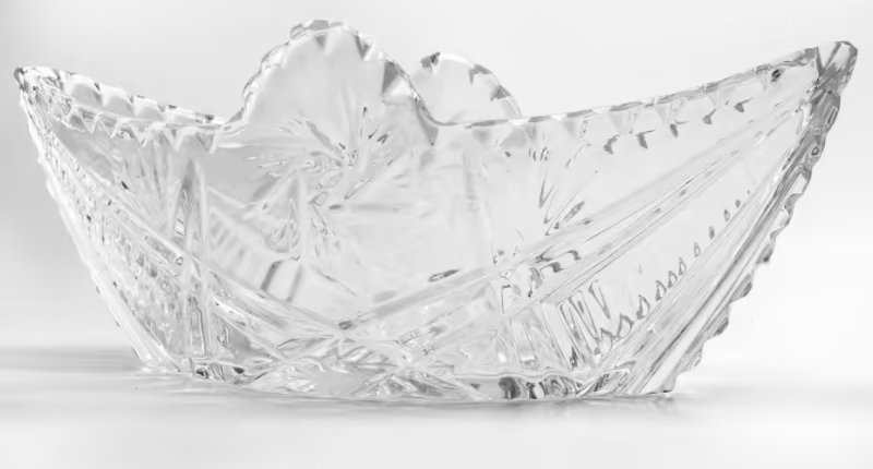 Ваза для конфет в форме ладьи, хрусталь, алмазная грань, 1970-1990 гг.