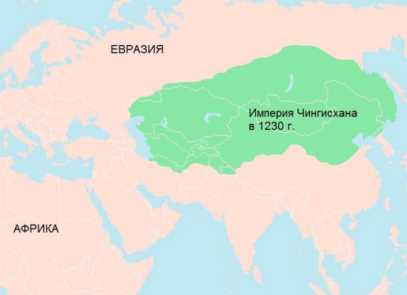 Границы империи Чингисхана в 1230 г.