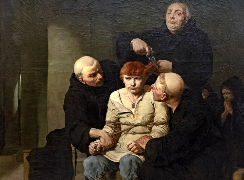 Пострижение Хильдерика III в монахи. Картина 1850-х гг.