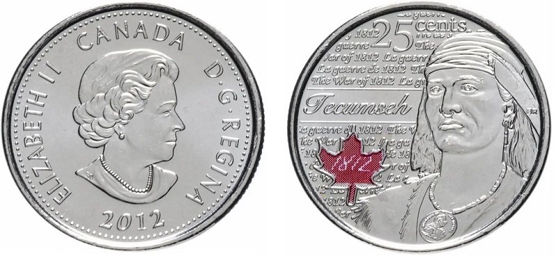 25 центов 2012 года «Война 1812 года – Текумсе», Канада