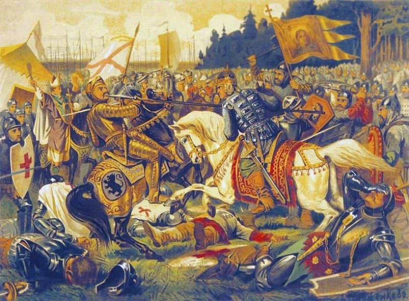Бой А. Невского со шведским ярлом Биргером. Картина А. Кившенко 1888 г.