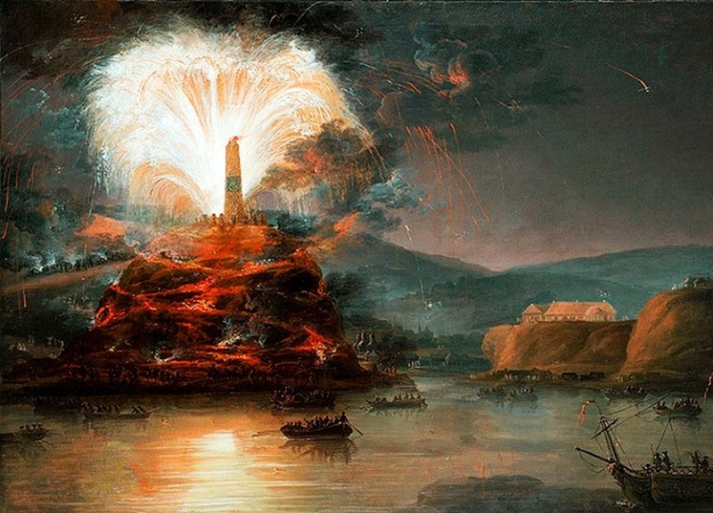Фейерверки в честь Екатерины II во время поездки  в Крым. Картина  1787 г.