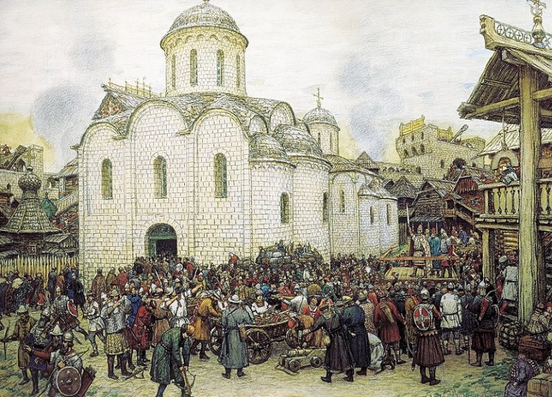 Народное вече в Москве готовится к обороне. Картина 1918 г.